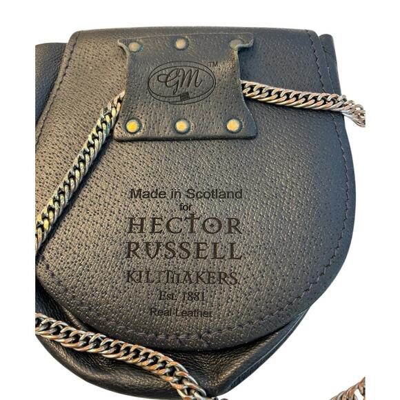 Vintage Hector Russell Kiltmakers Scottish Black Leather Day Sporran